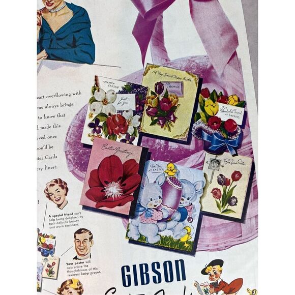 Vintage 1951 Advertising Print of Gibson Easter Cards Ad Mod MCM Ephemera - Picture 4 of 6